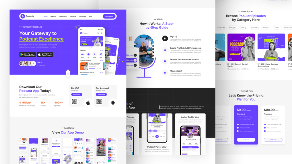 podcast website landing page