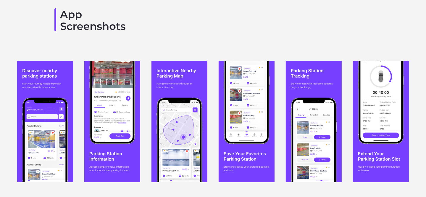 car parking ui design kit figma,  car parking app ui design