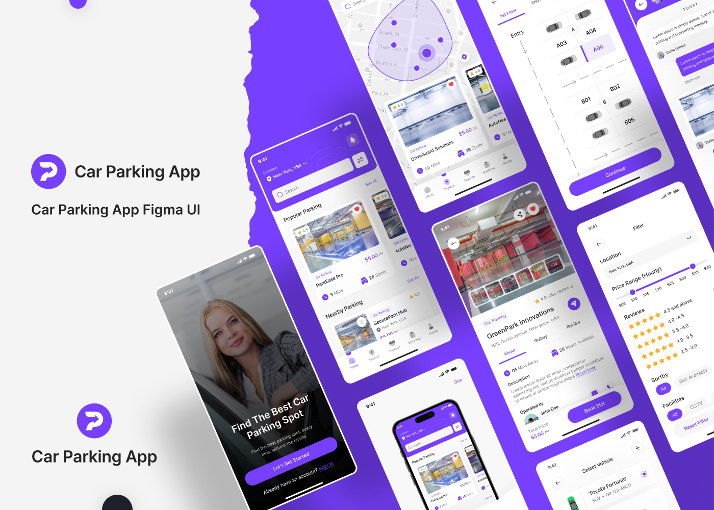 car parking ui ux kit design