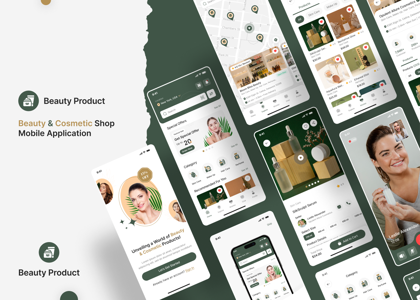 beauty shop products app ui design