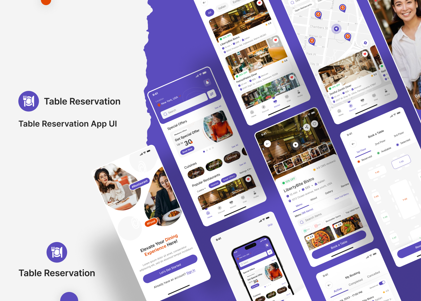 restaurant table booking app UI design