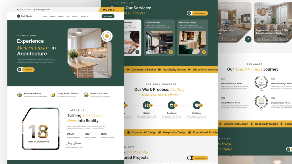 Architecture and Interior Design Website UI UX Figma design [15+ Pages ...
