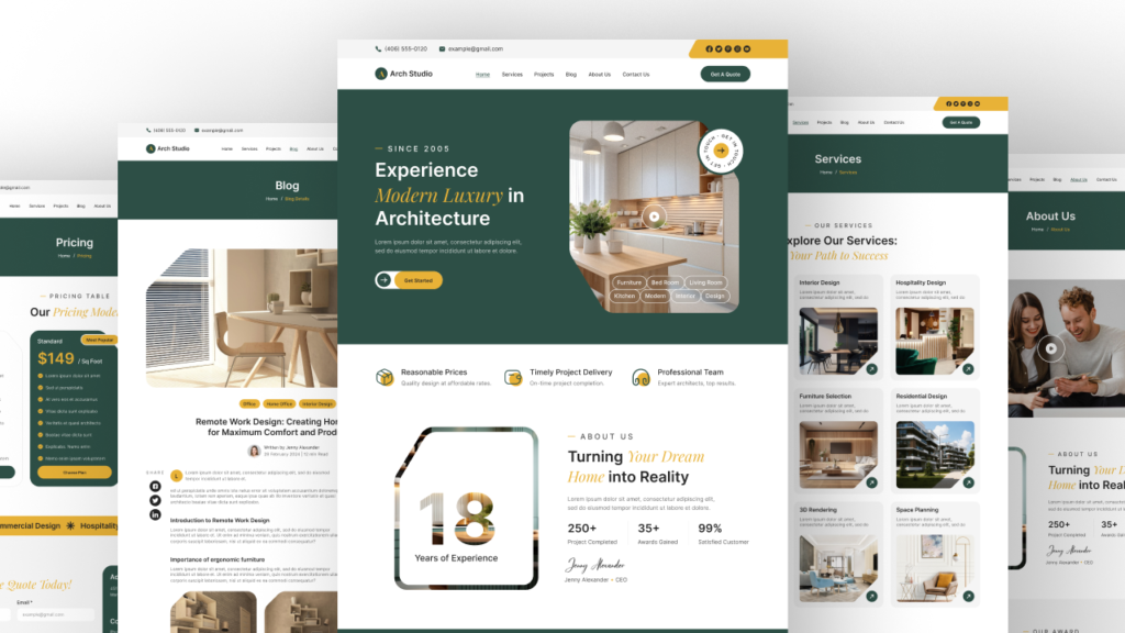 architecture and interior design website page ui ux figma design