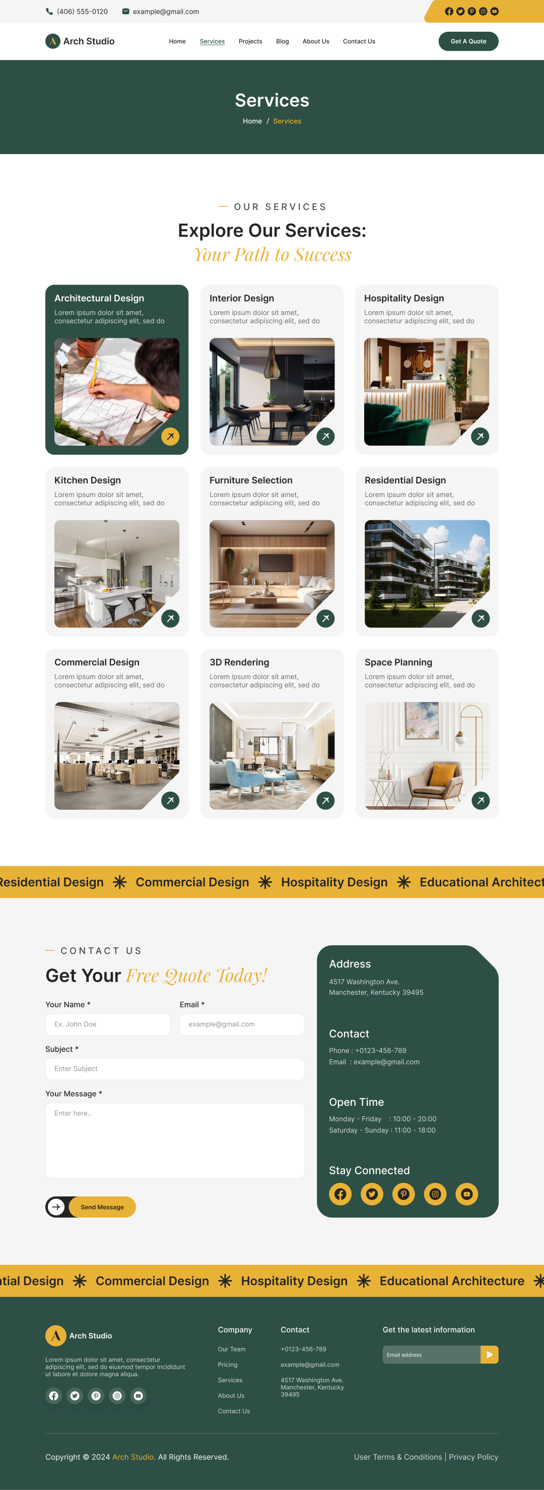 architecture and interior design website ui ux service page design