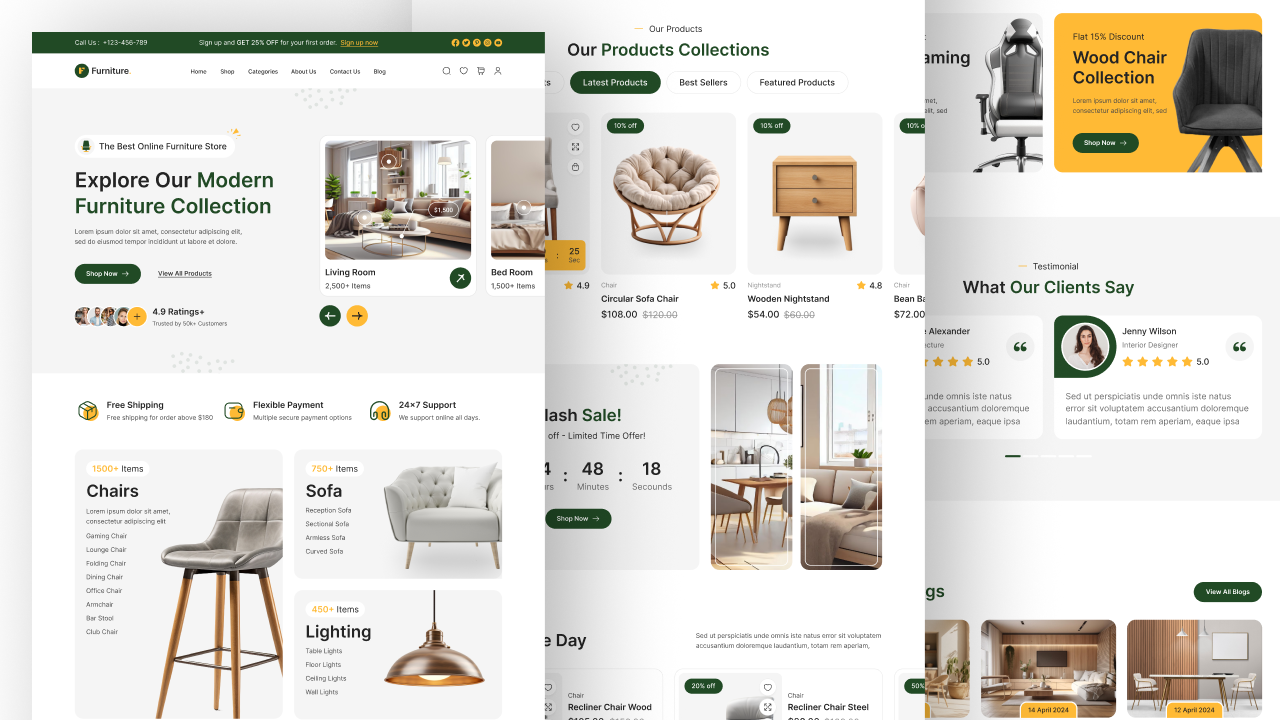 Furniture Store Website Figma UI UX Design Template Design [30+ Pages ...