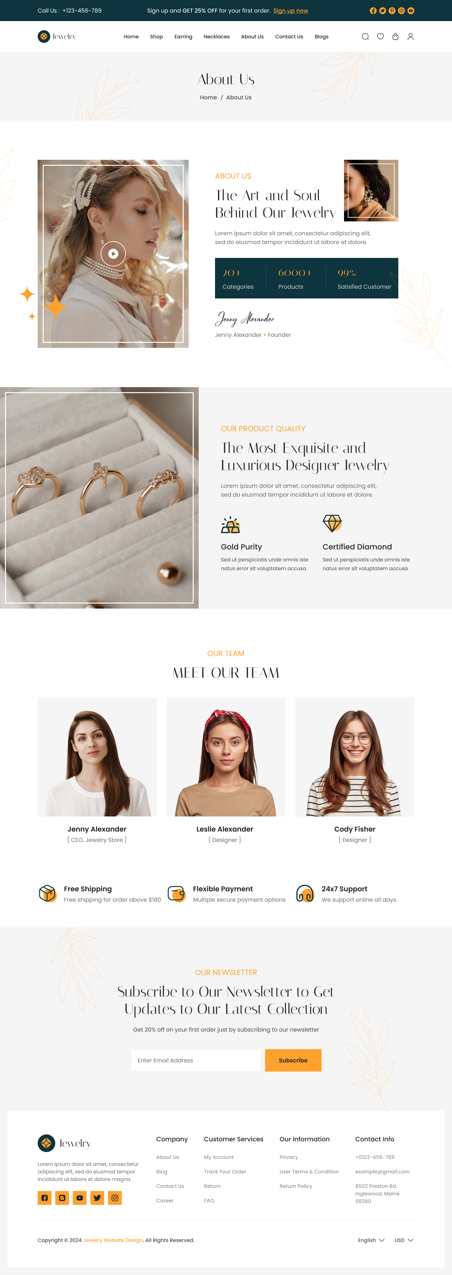 jewellery ecommerce website About us page ui ux design