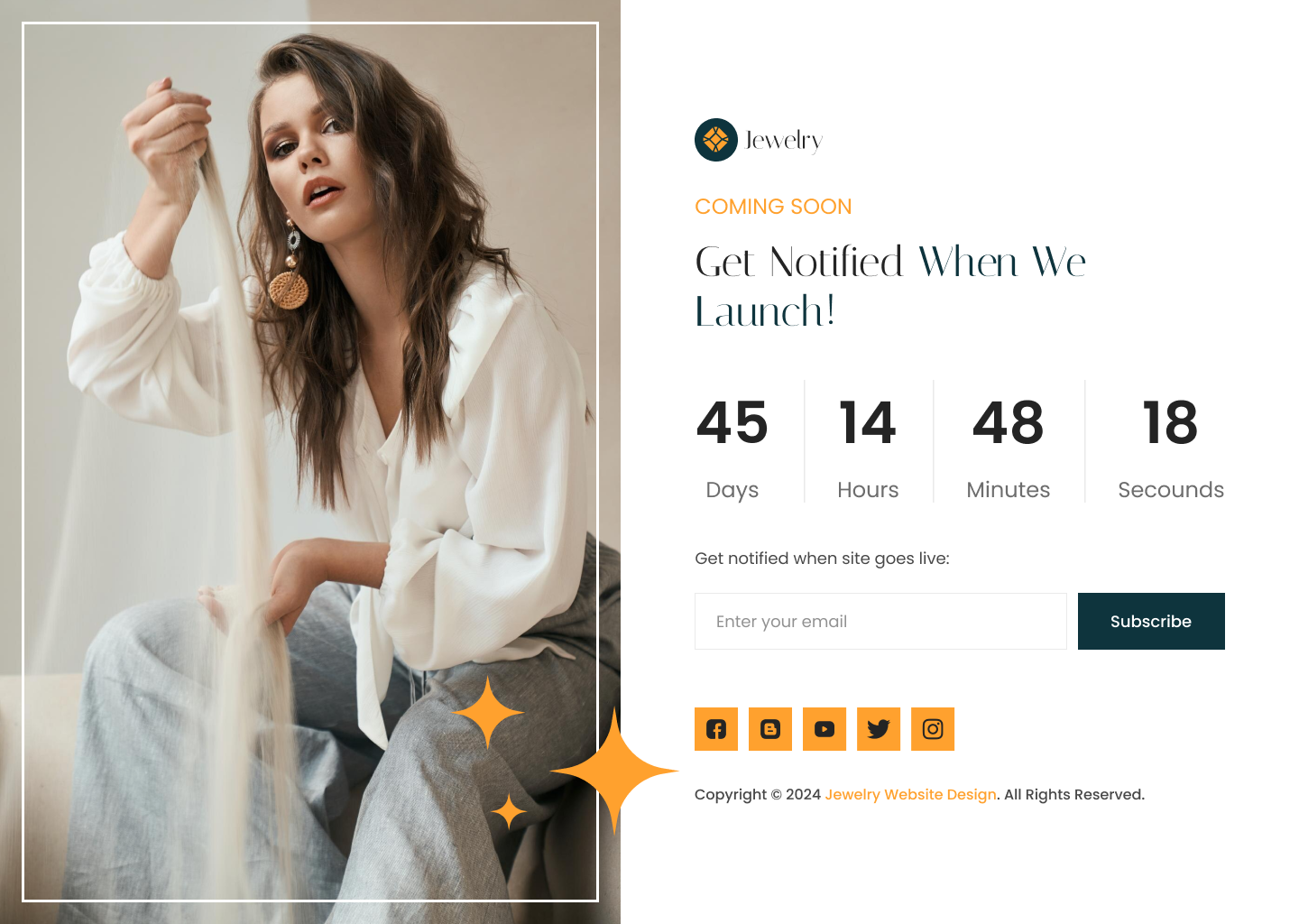 jewellery ecommerce website Coming Soon page ui ux design