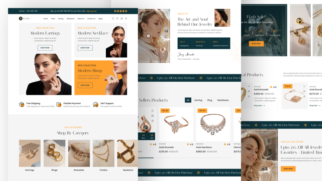 Jewellery Ecommerce Website Figma UI UX Template Design [31+ Pages ...