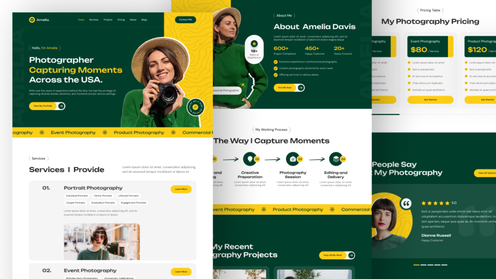 Photographer Portfolio Website Figma UI UX Template Design [14+ Pages ...