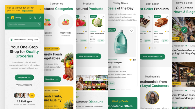 Ecommerce Grocery Stores Website Figma UI UX Template Design [30+ Pages ...