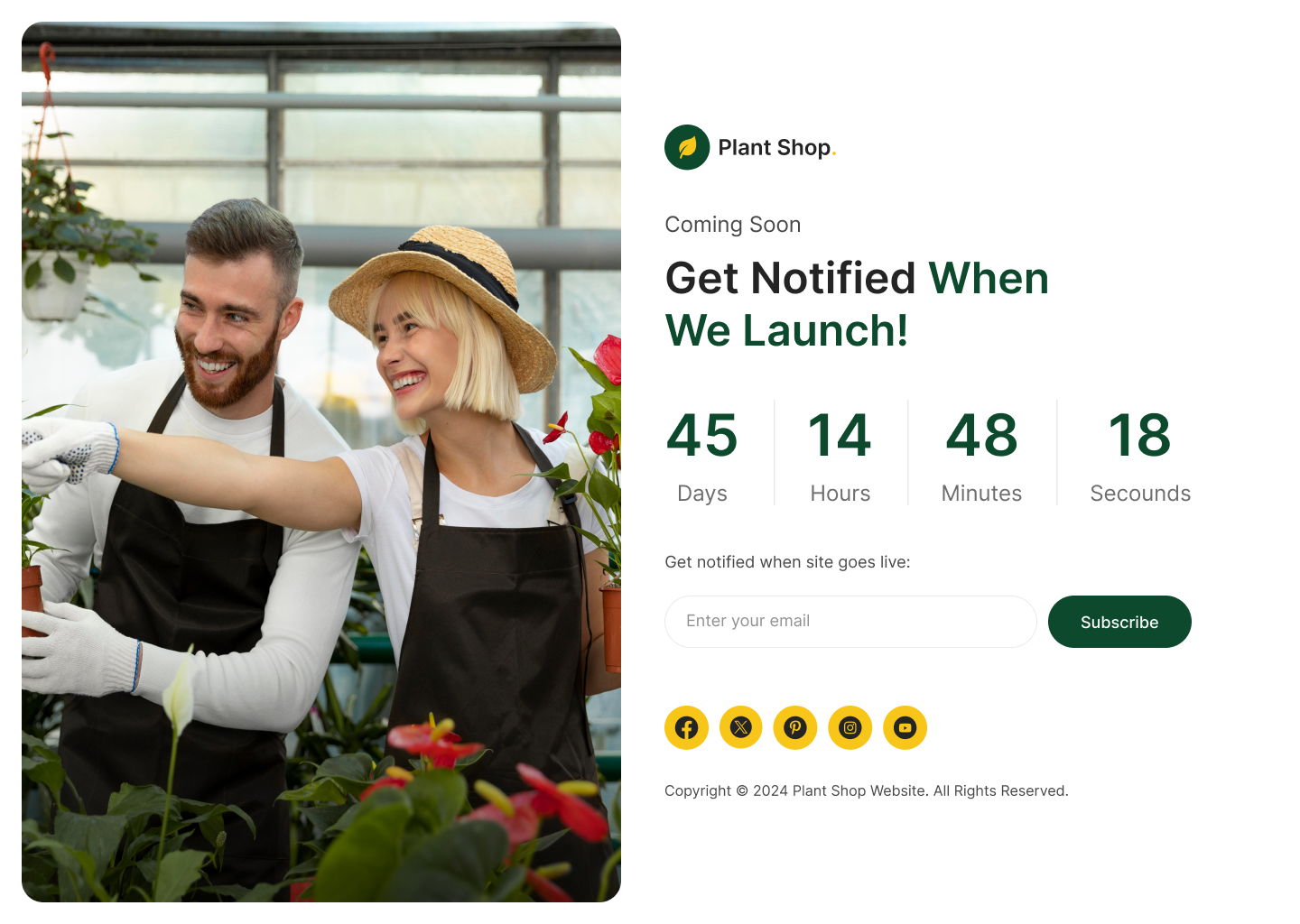 plant store website figma design ui ux coming soon page design