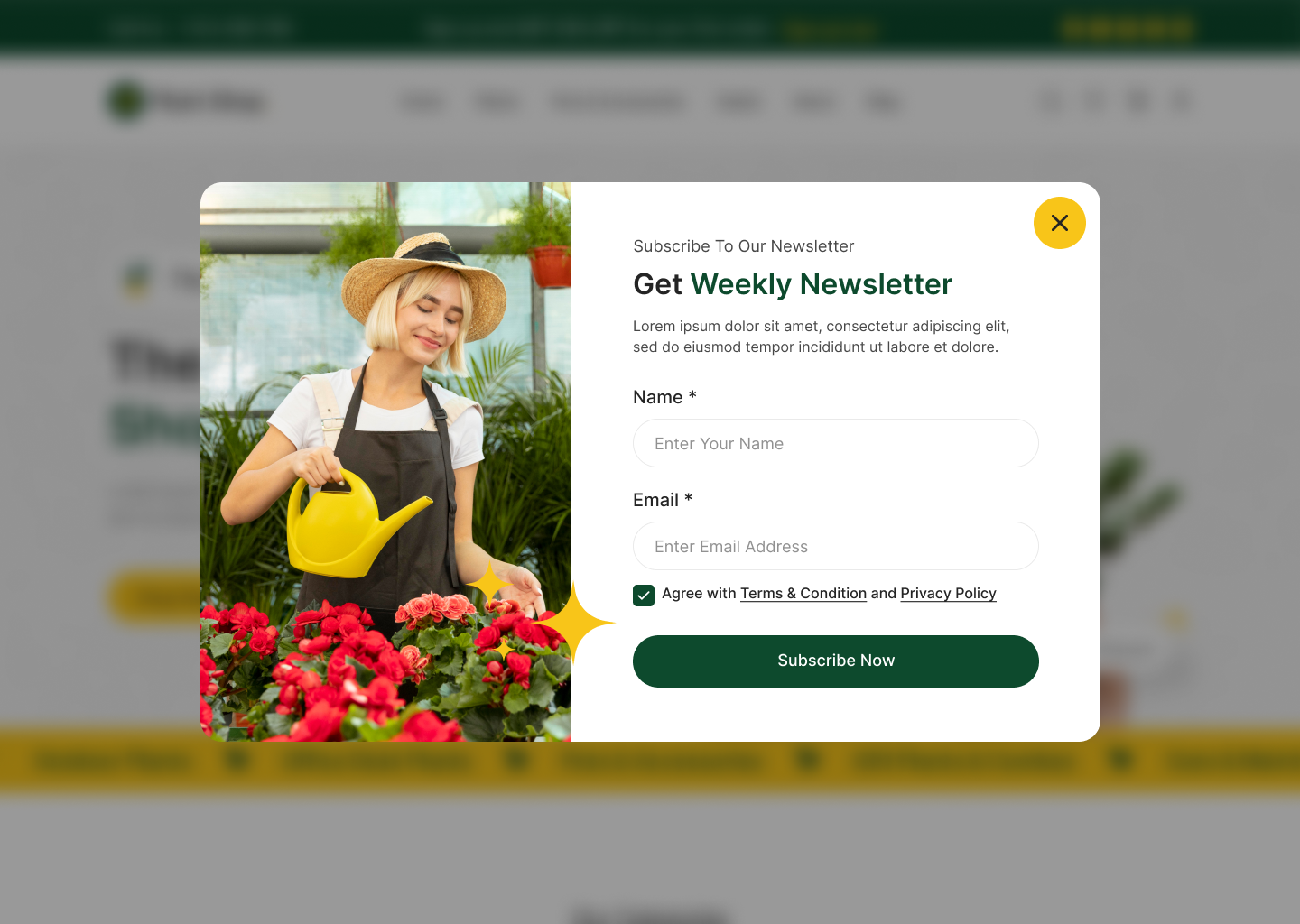plant store website figma design ui ux weekly newsletter page design