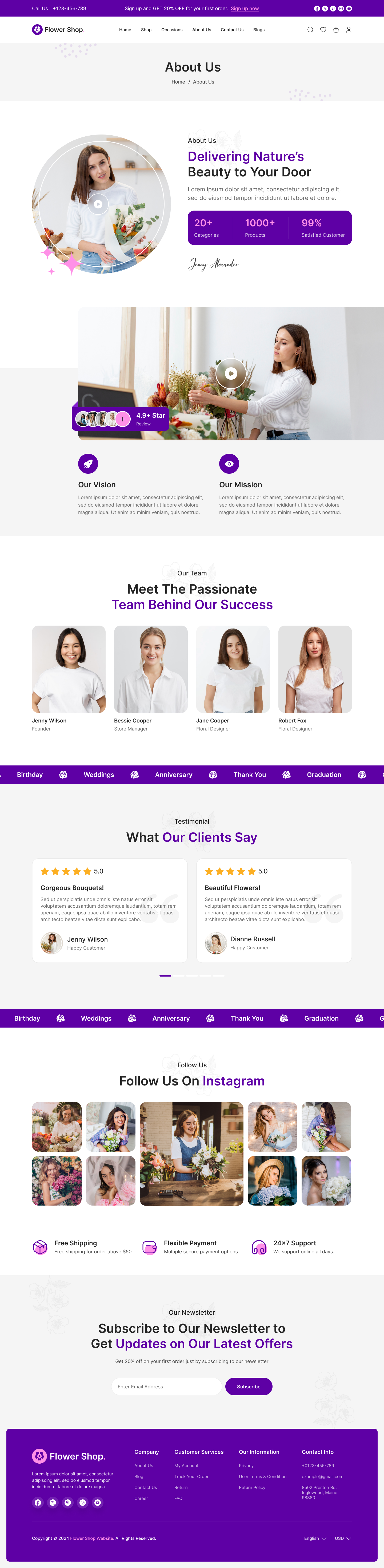 flower ecommerce website figma ui ux About Us Page Design
