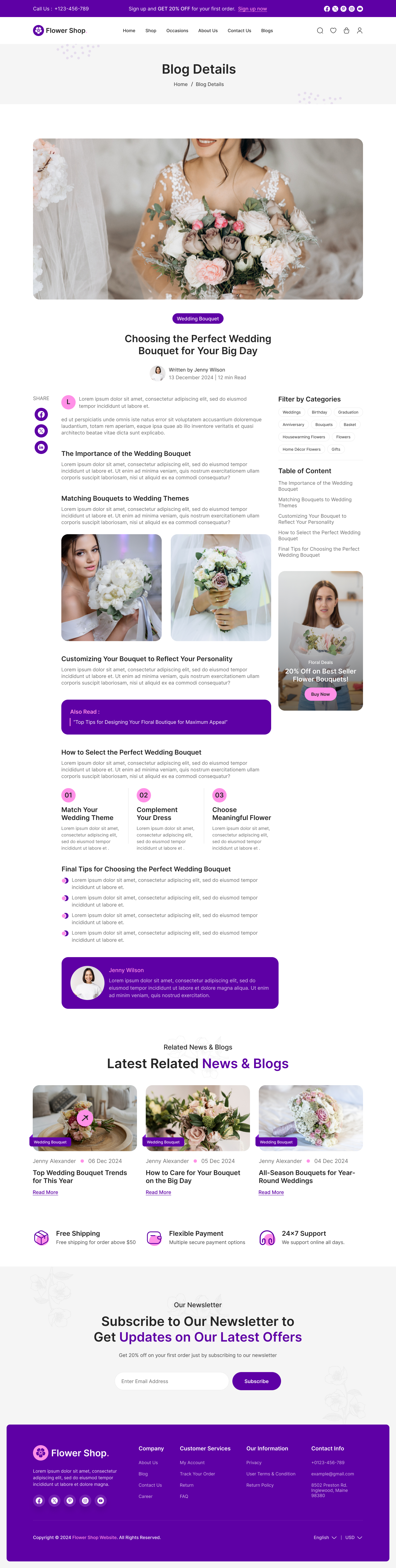 flower ecommerce website figma ui ux Blog Details Page Design