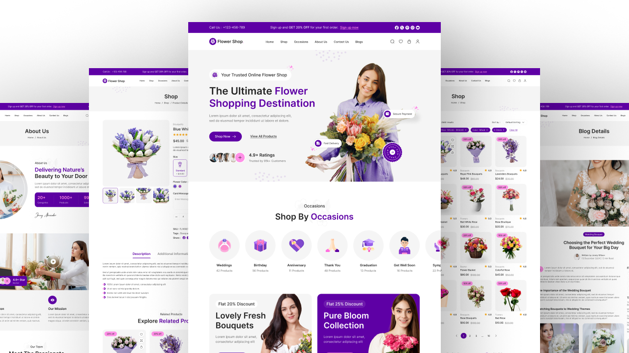 flower ecommerce website figma ui ux home page1 design