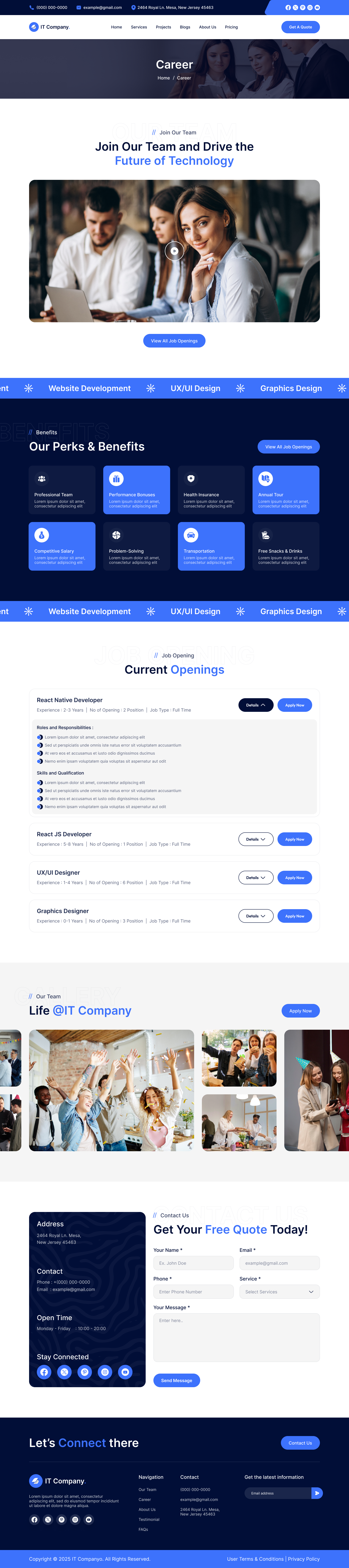 it services and technology website Career page ui ux design