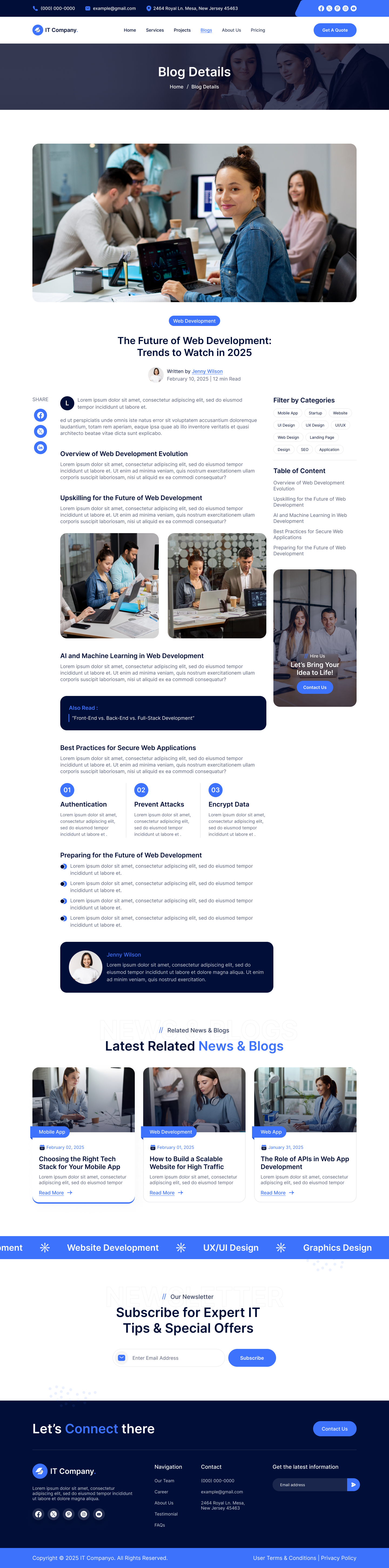 it services and technology website main Blogs Details page ui ux design