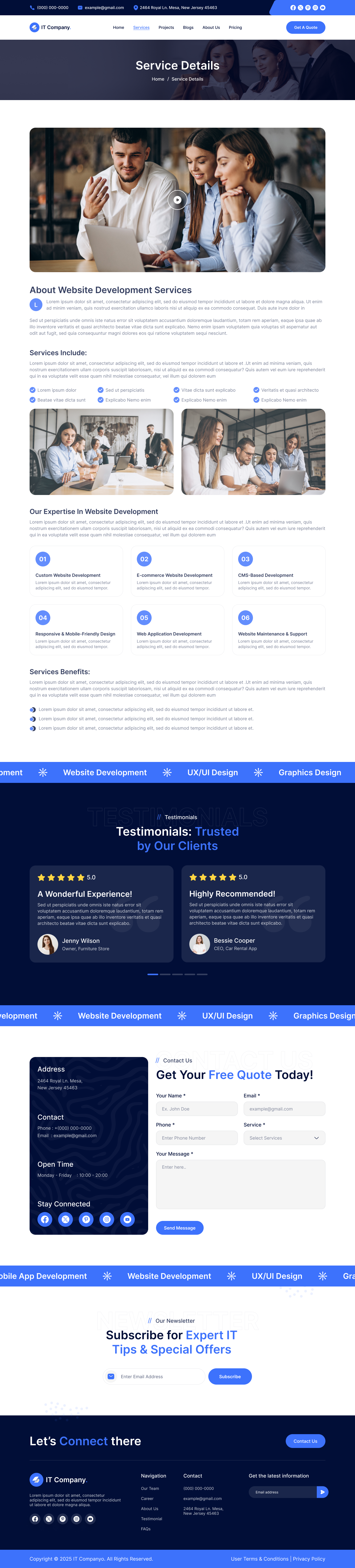 it services and technology website main Services Details page ui ux design