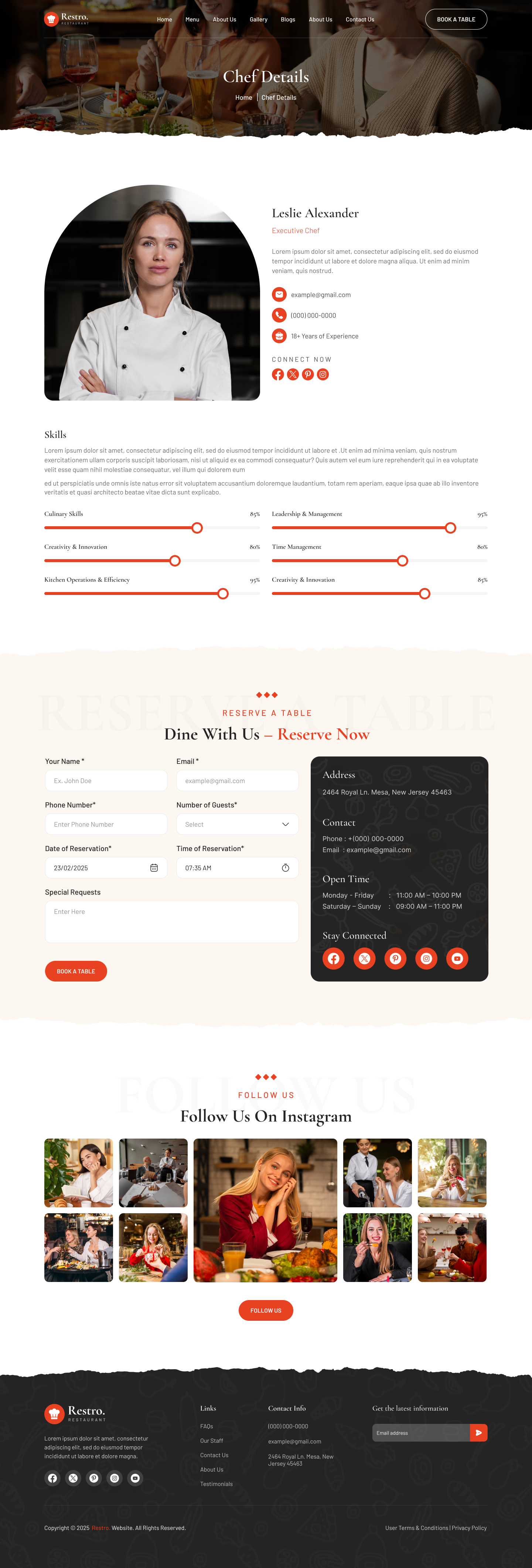 restaurant website Figma ui ux Chef Details page design