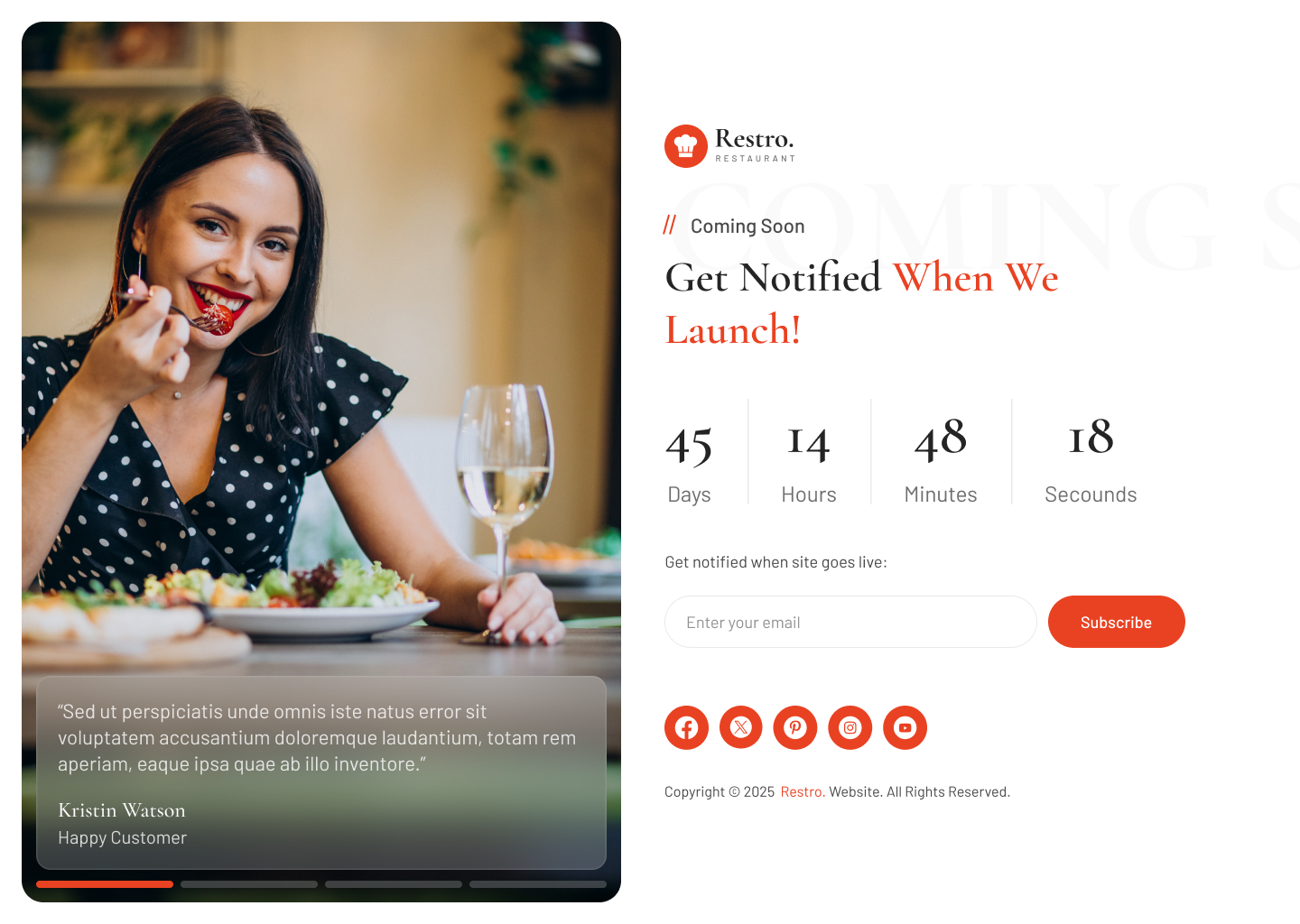 restaurant website Figma ui ux Coming Soon page design