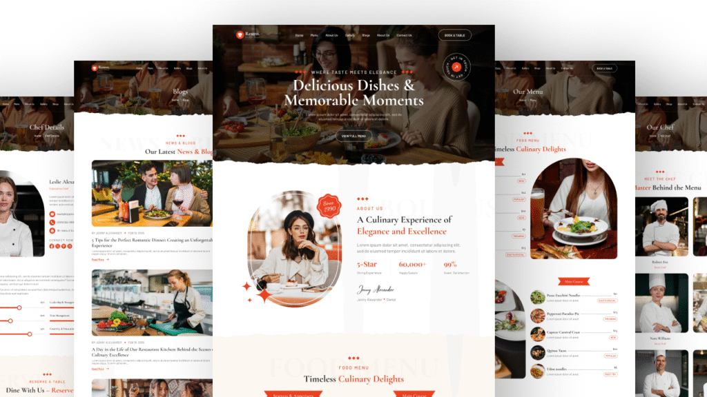 restaurant website ui ux design figma template