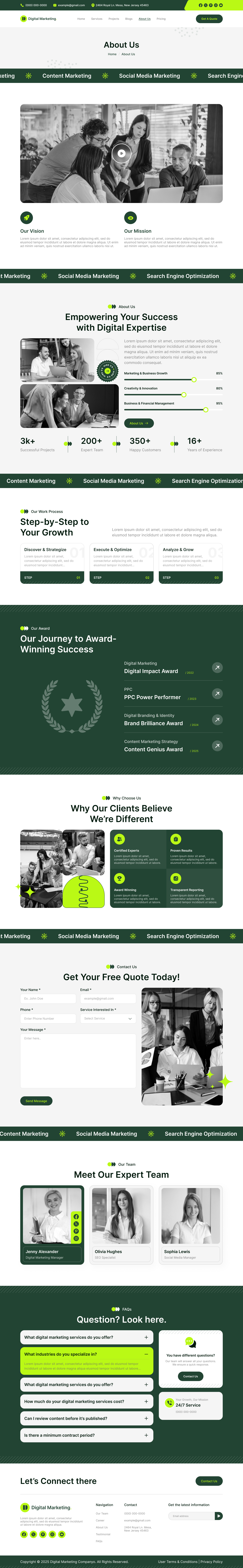 digital marketing agency website ui ux figma About Us page design