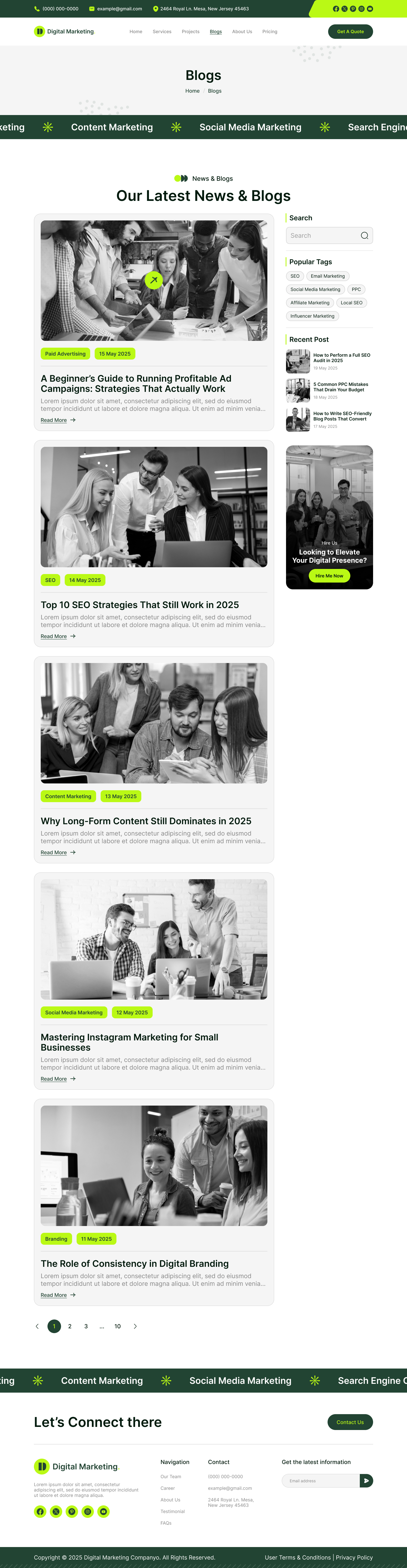 digital marketing agency website ui ux figma Blogs page design