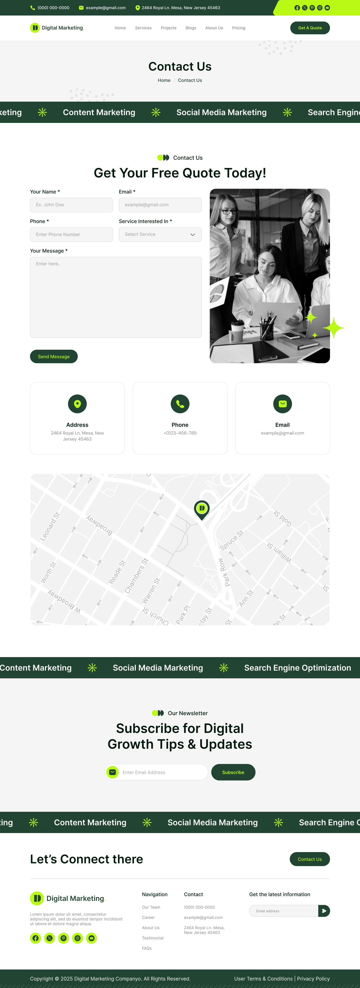 digital marketing agency website ui ux figma Contact Us page design