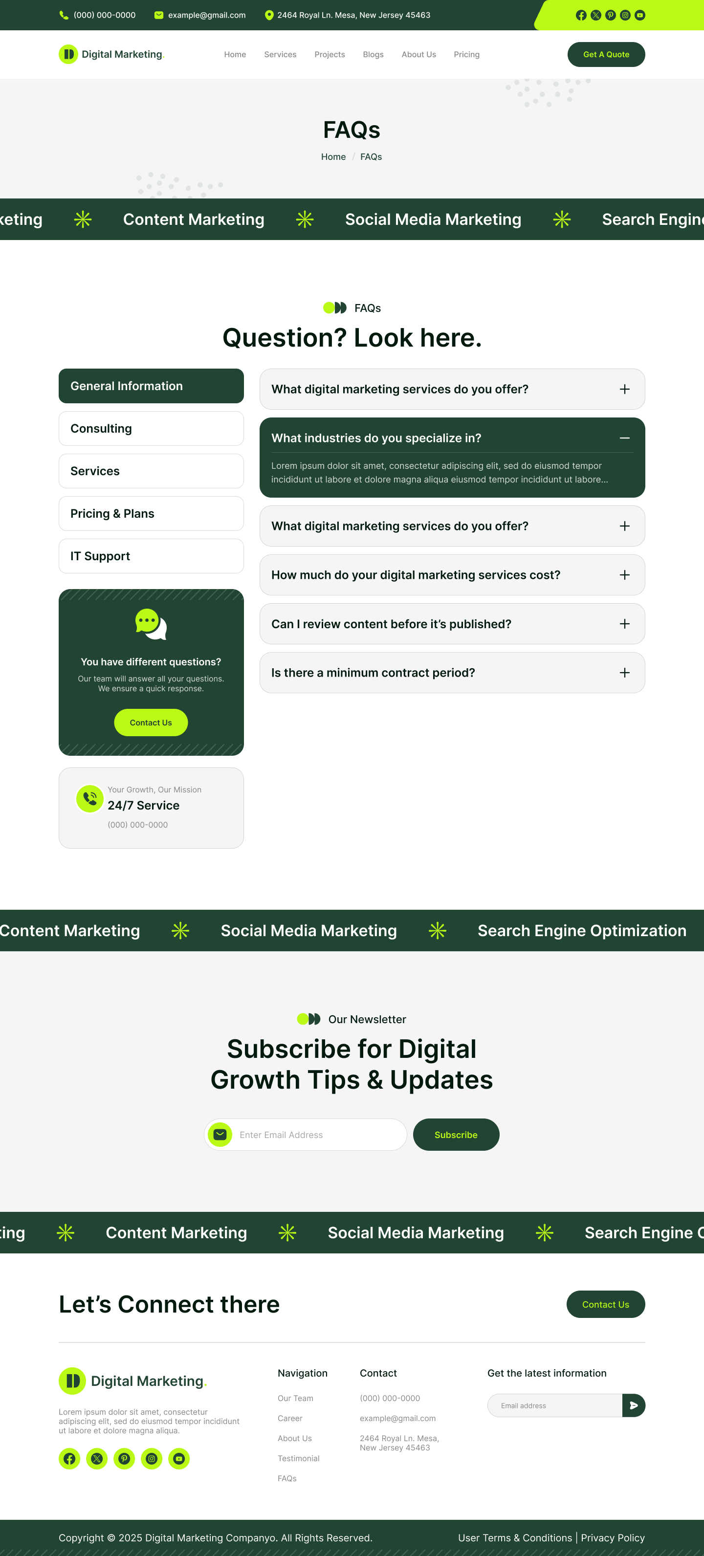 digital marketing agency website ui ux figma FAQs page design