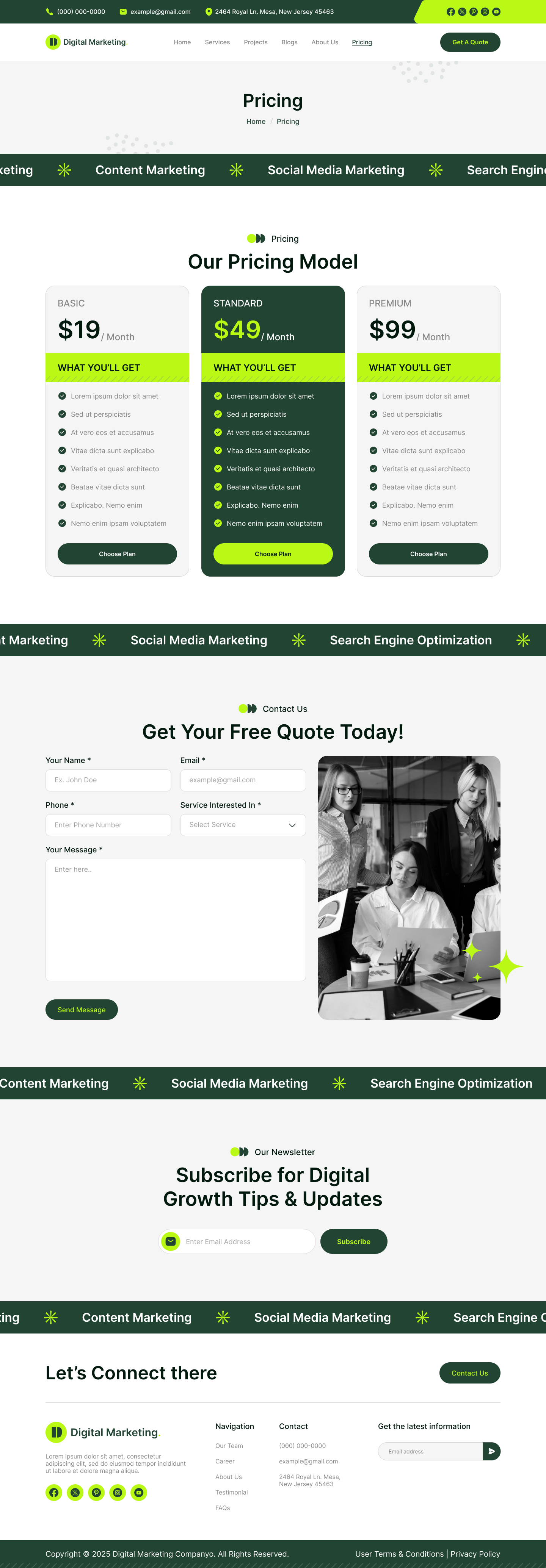 digital marketing agency website ui ux figma Pricing page design