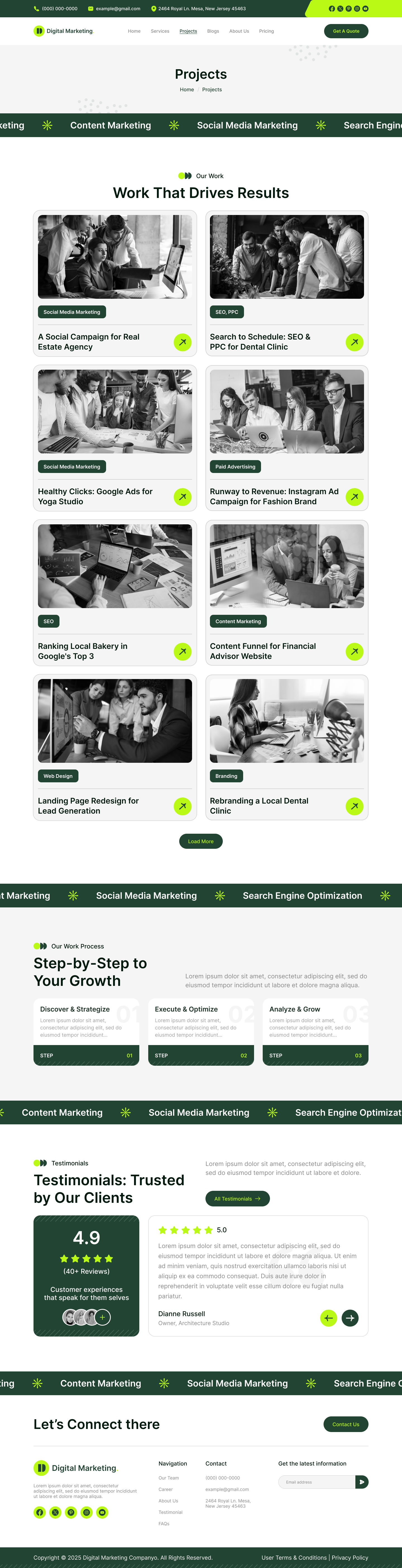 digital marketing agency website ui ux figma Project page design