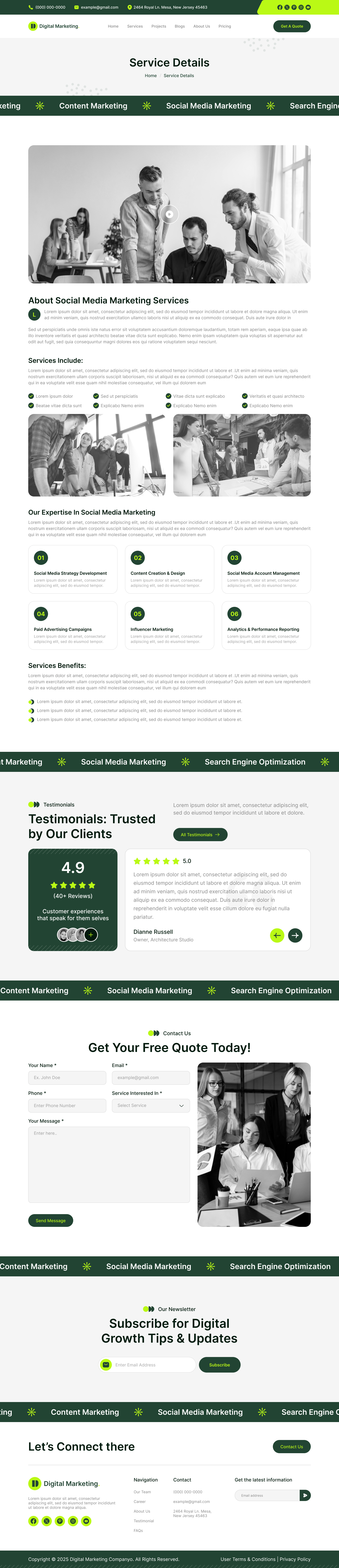 digital marketing agency website ui ux figma Service Details page design