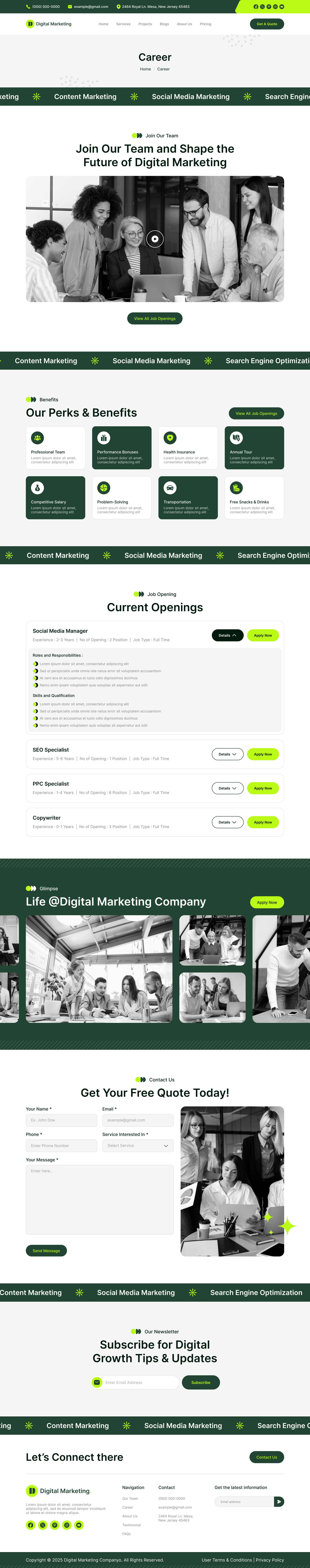 digital marketing agency website ui ux figma career page design